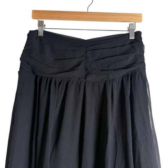 Karl Lagerfeld Paris Black Sharkbite Hem Chiffon High Waist Midi Skirt Size 4 - Picture 3 of 9